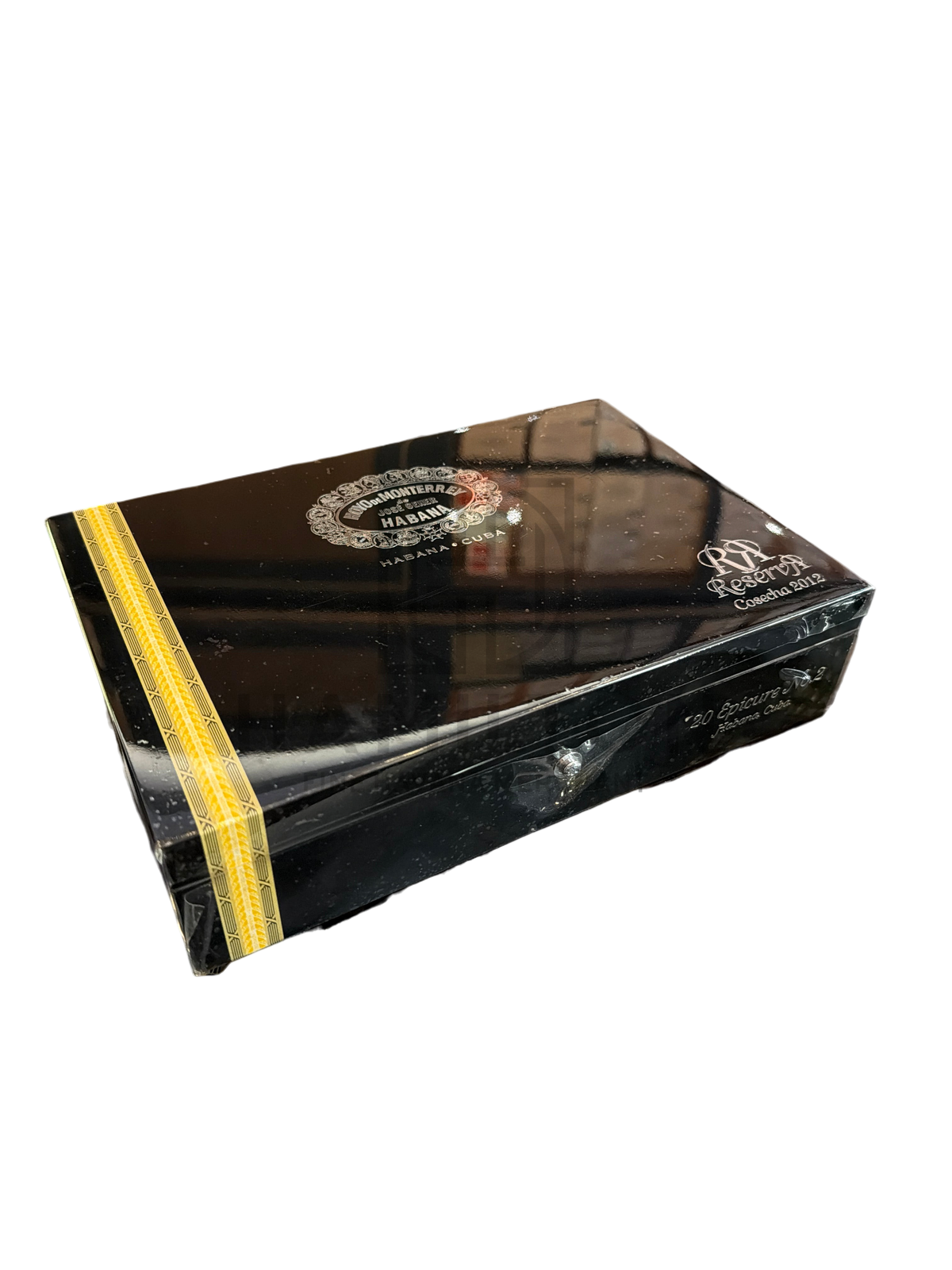 HAMILTON Hoyo de Monterrey Epicure No.2 Reserva Cosecha 2012 cigar box in black lacquer finish