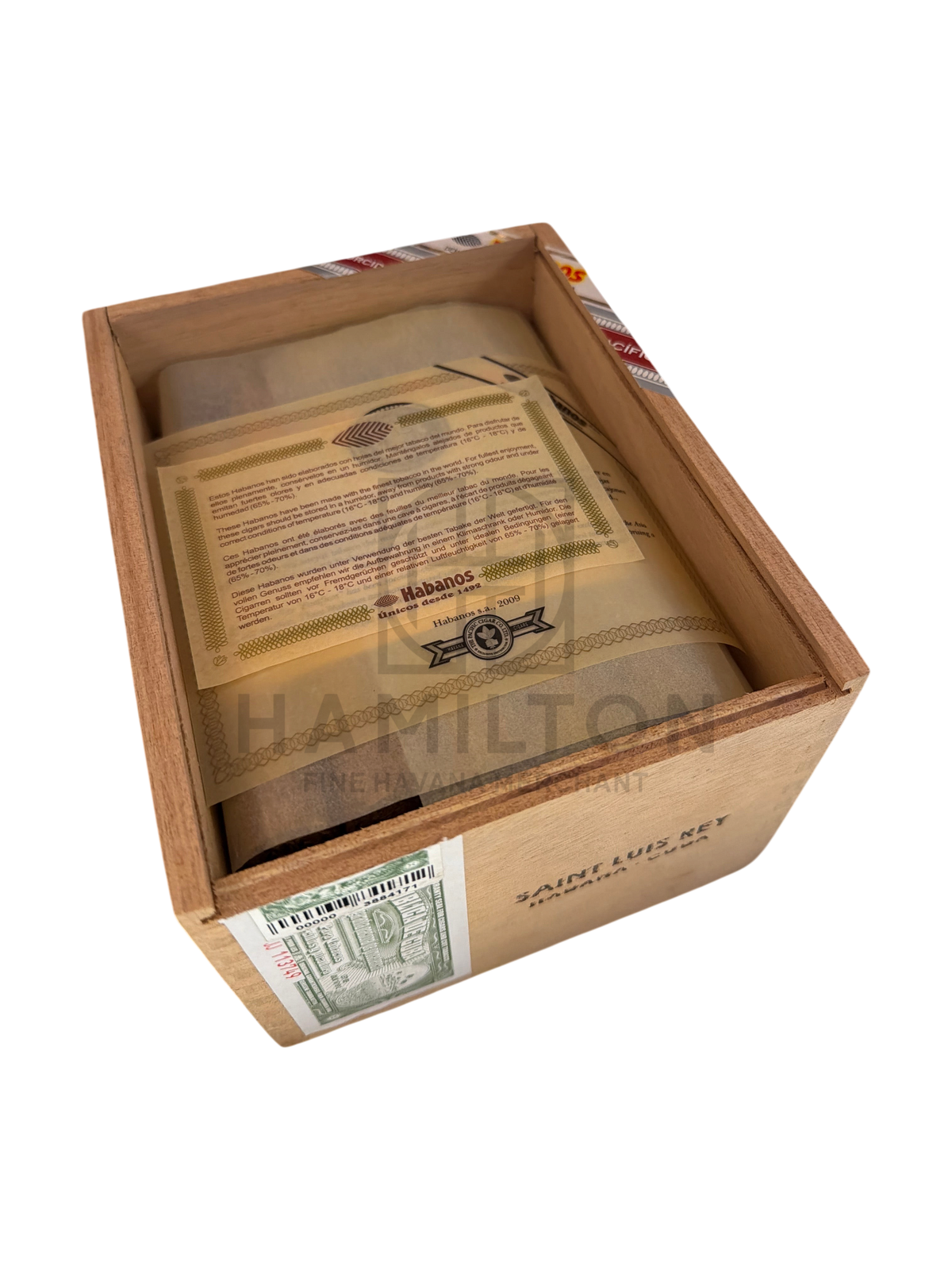 HAMILTON Saint Luis Rey Pacificos ER Asia Pacifico cigar box with Habanos certification paper inside