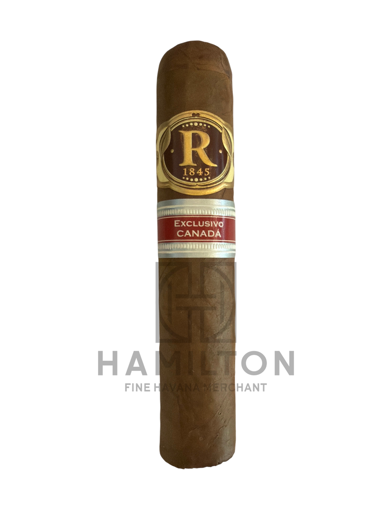 HAMILTON Vegas Robaina Petit Robaina cigar with gold and red band featuring Exclusivo Canada text