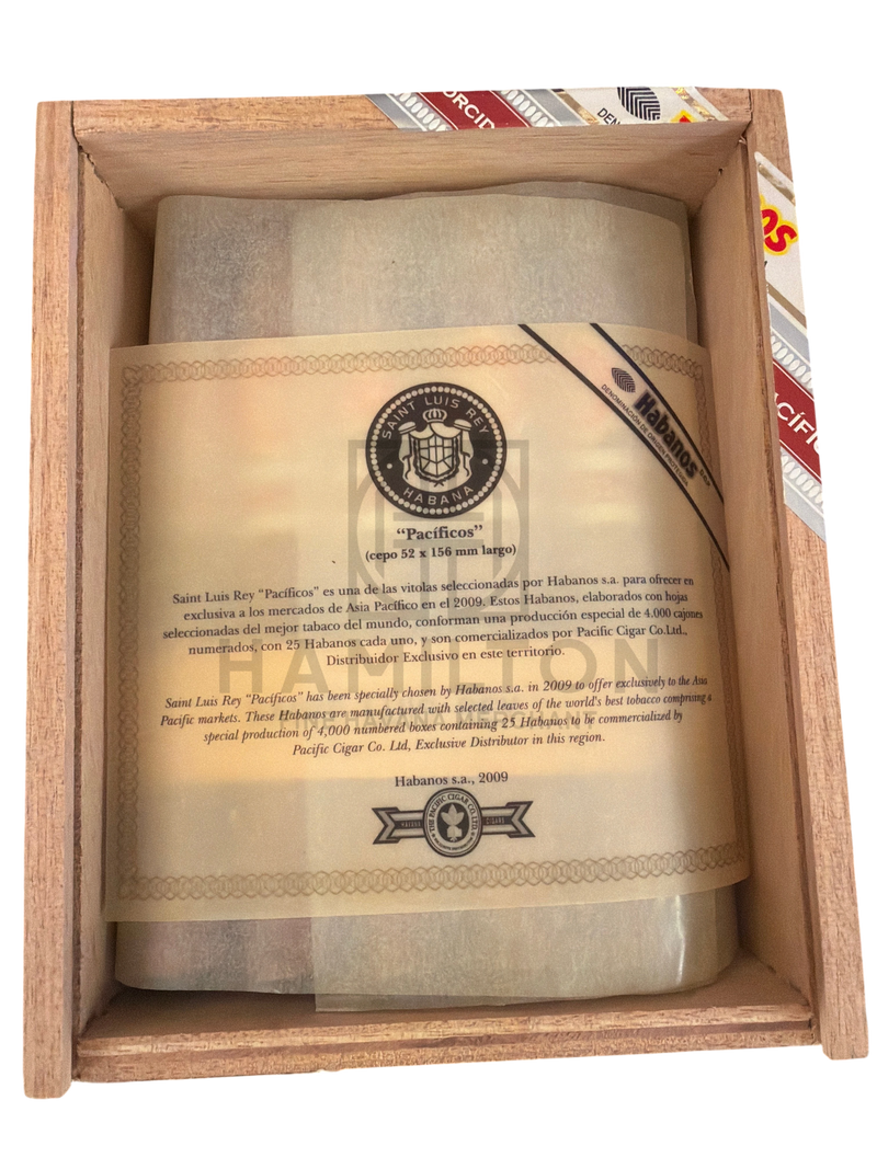 HAMILTON Saint Luis Rey Pacificos cigar box with official Habanos certificate and wooden packaging