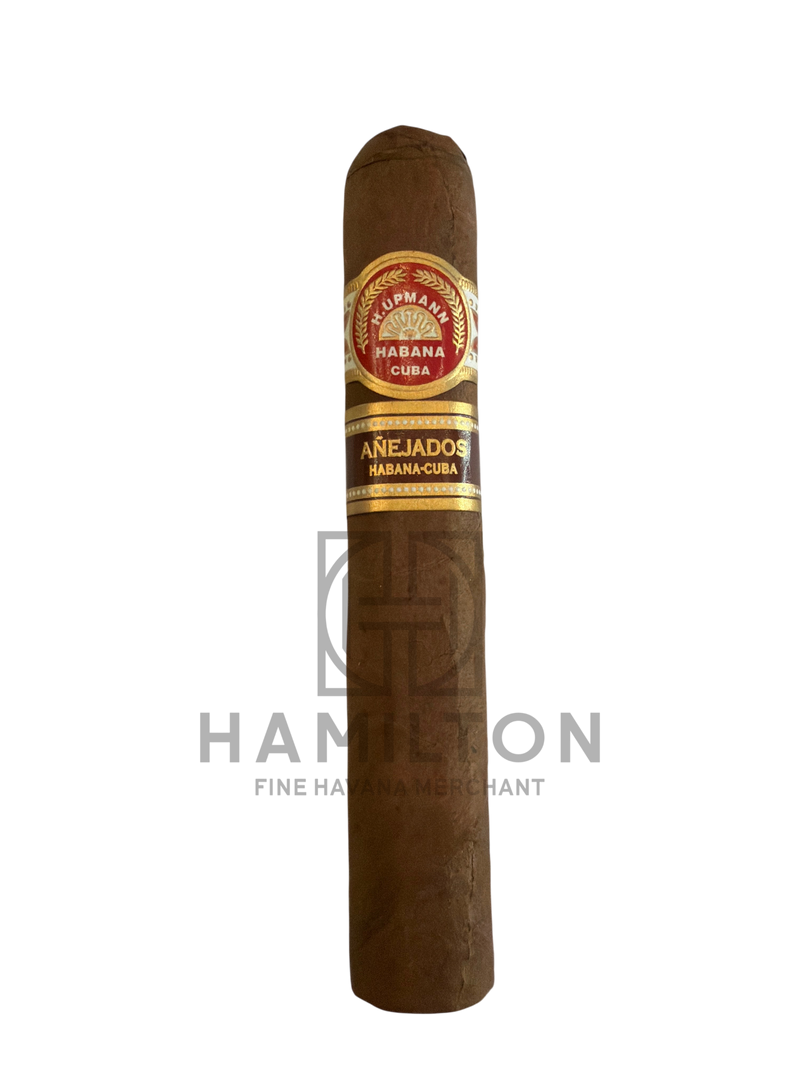 HAMILTON H. Upmann Robustos Añejados vintage Cuban cigar with gold and red branding on a white background