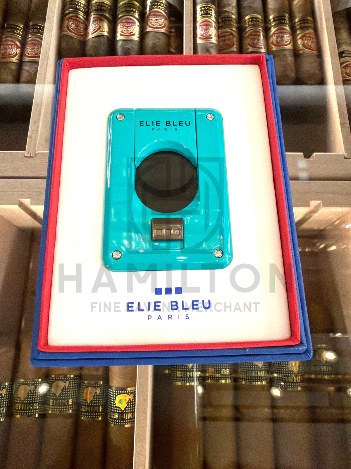 ELIE BLEU C-4 Cigar Cutter, Teal w/Black Ion Plating Blade