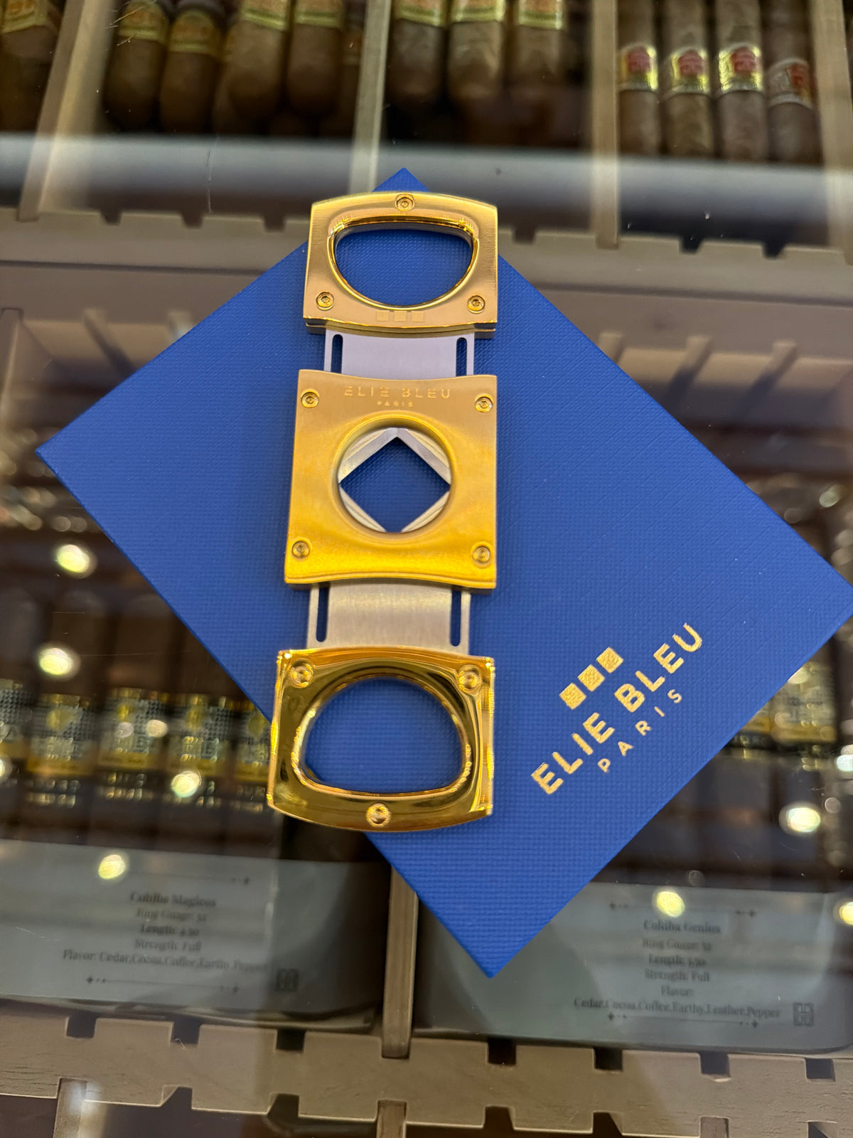 ELIE BLEU Cigar Cutter, Polished Satin Goldtone