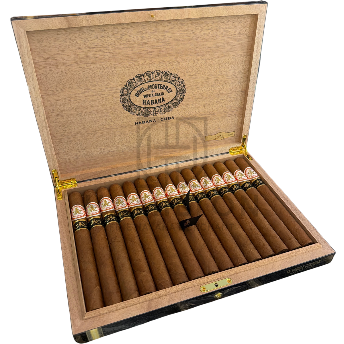 HAMILTON Hoyo de Monterrey Double Coronas Gran Reserva Cosecha 2013 cigars in a wooden box with ornate gold labels