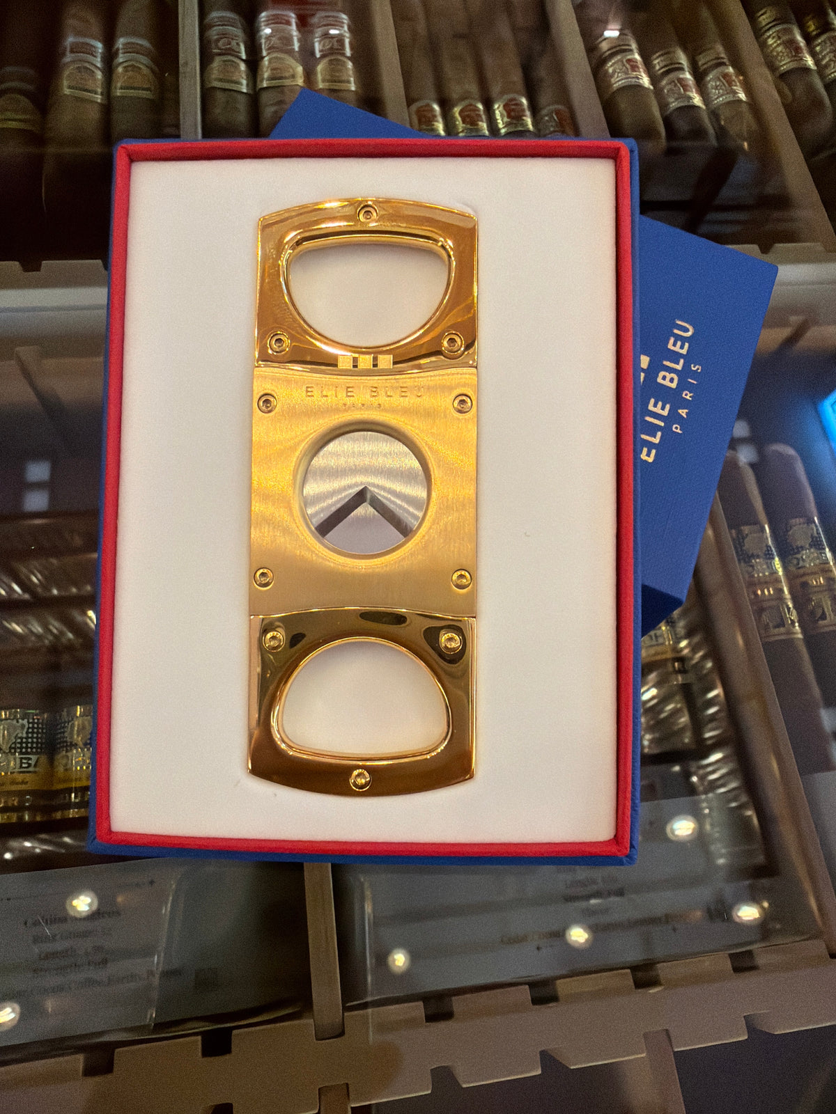 ELIE BLEU Cigar Cutter, Polished Satin Goldtone