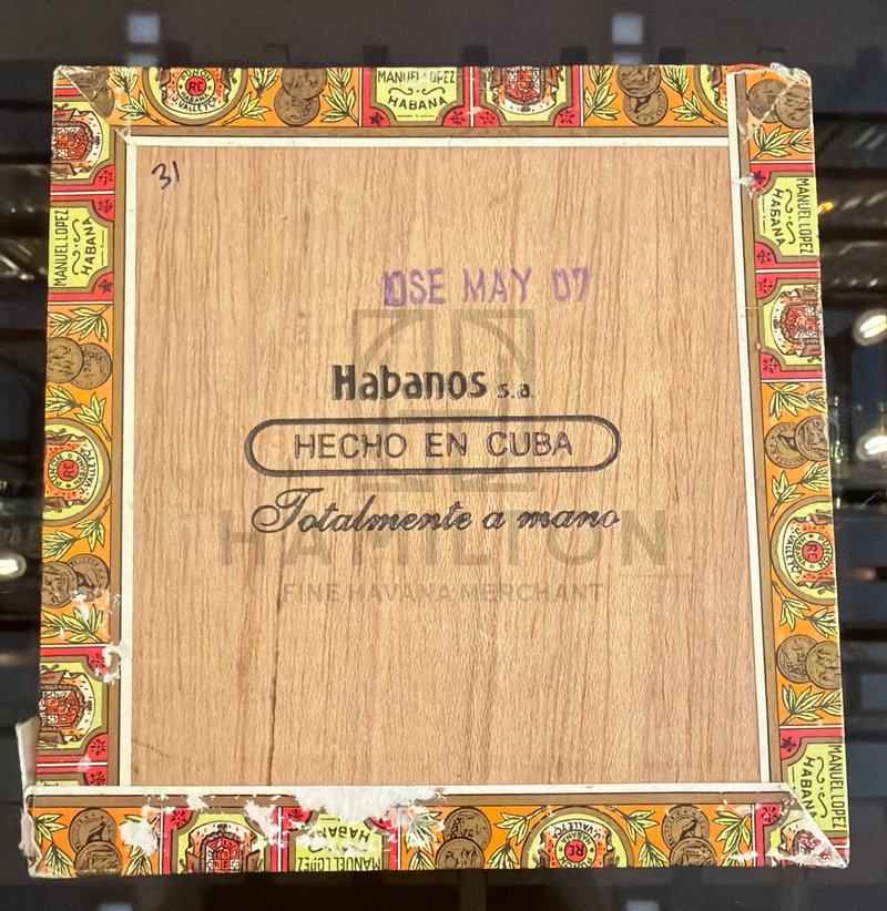 HAMILTON Punch 25s Margaritas 2007 vintage wooden cigar box with Habanos S.A. branding and Cuban production stamps.