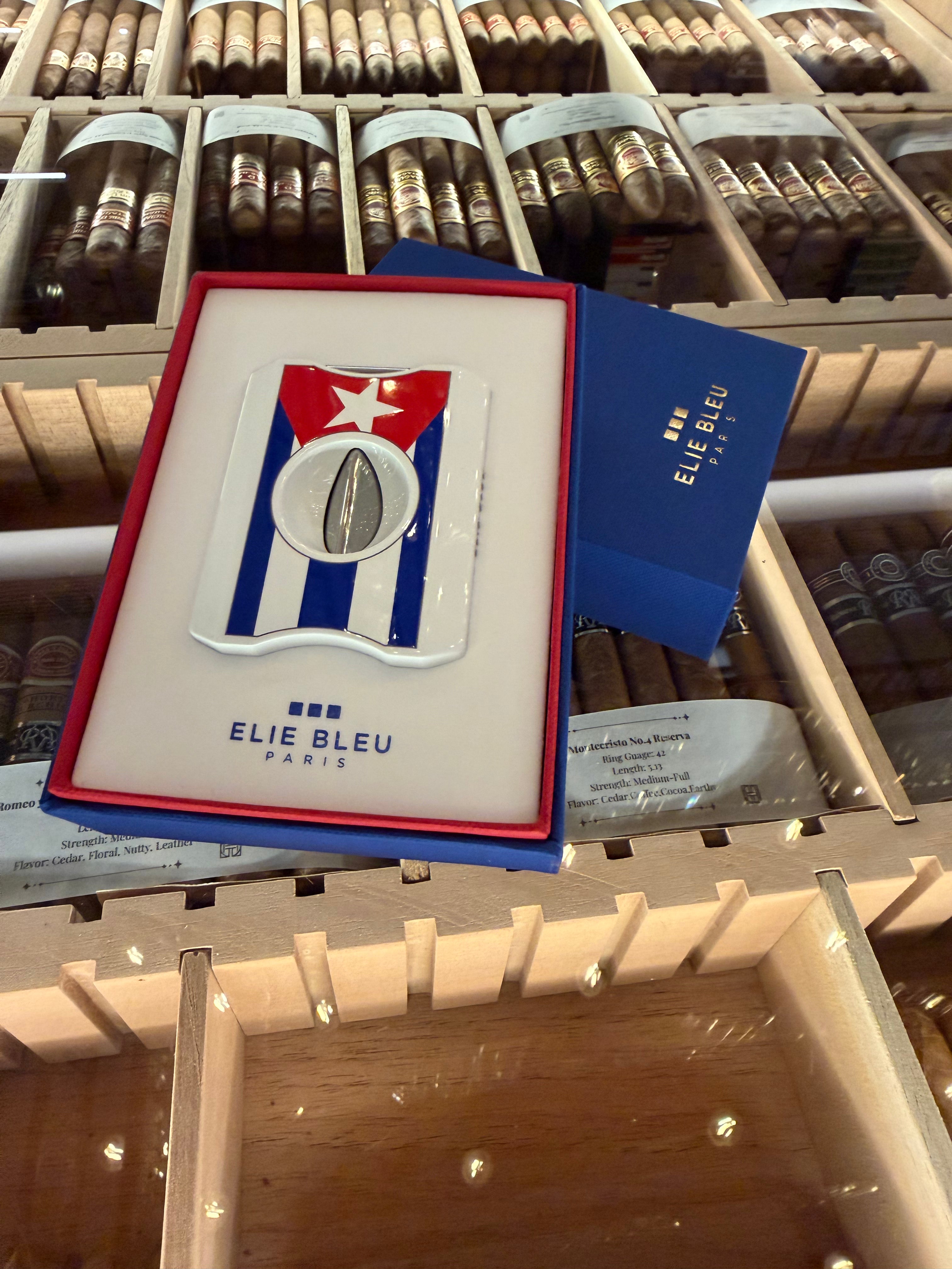 ELIE BLEU Cigar Cutter V Cut Cuban Flag