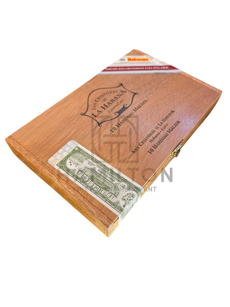 HAMILTON SAN CRISTOBAL DE LA HABANA Harimau Malaya cigar box with wooden finish and official Cuban seal