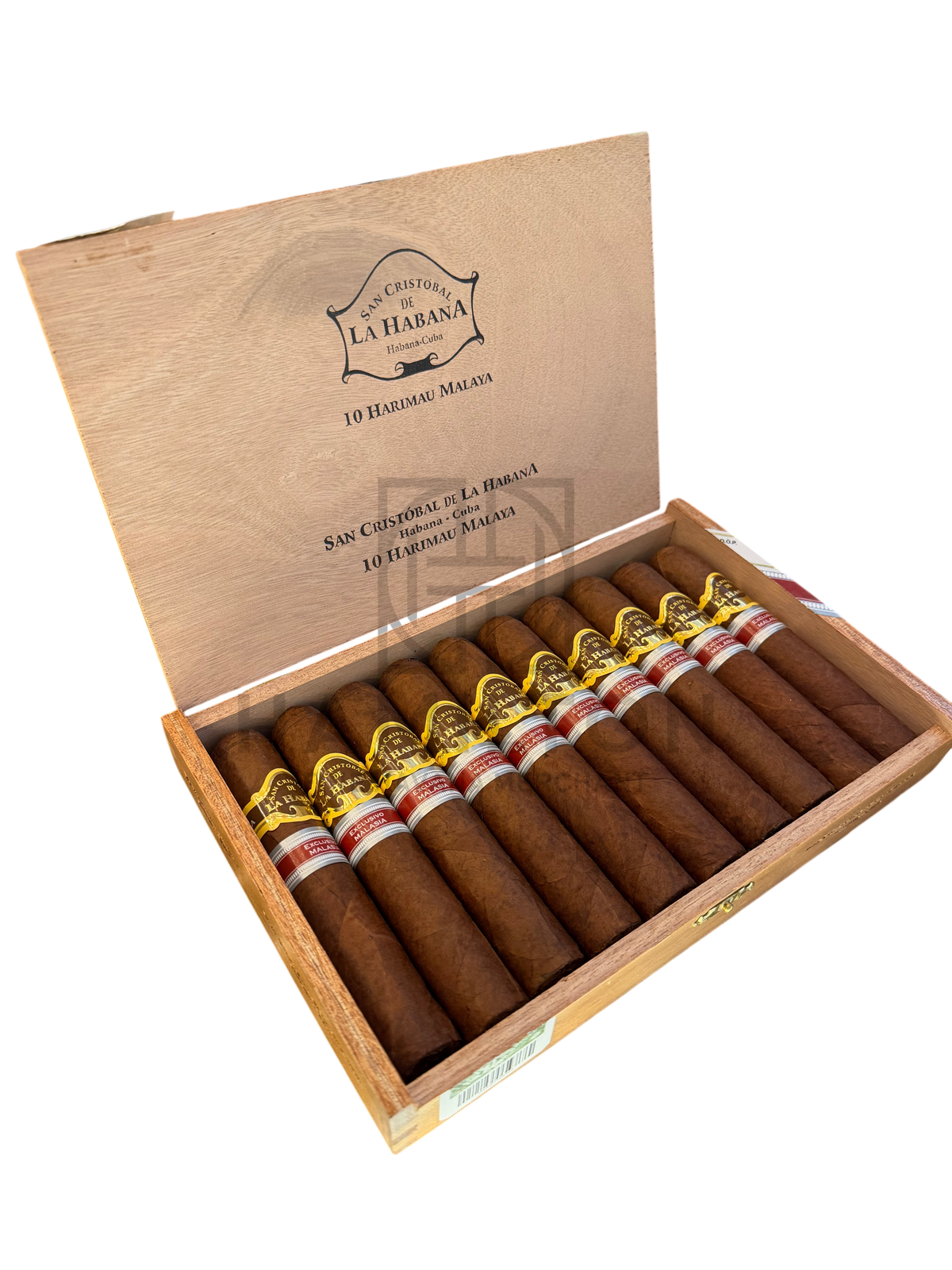 HAMILTON SAN CRISTOBAL DE LA HABANA Harimau Malaya cigar box with ten premium cigars featuring ornate gold bands
