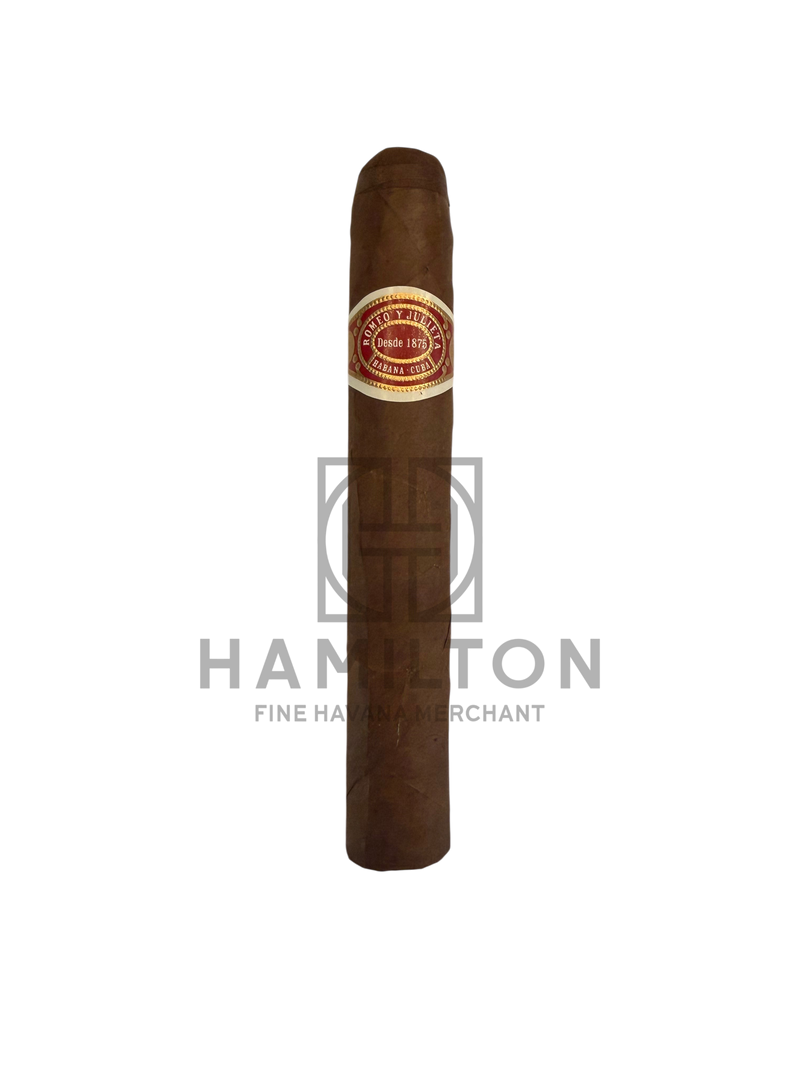 HAMILTON Romeo y Julieta Exhibicion No.4 cigar with a classic red and gold band on a white background.