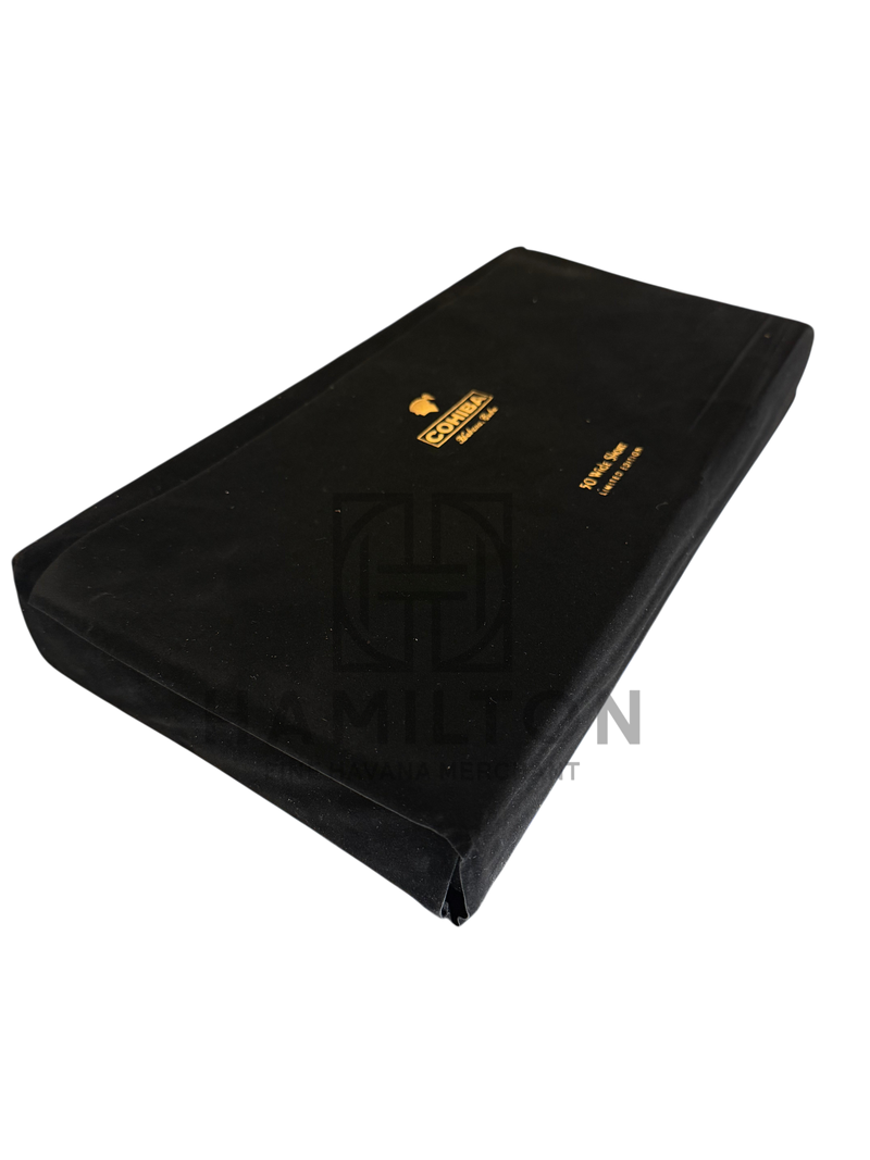HAMILTON Cohiba Wide Short Limited Edition 50s black velvet presentation box on a glass cigar display case