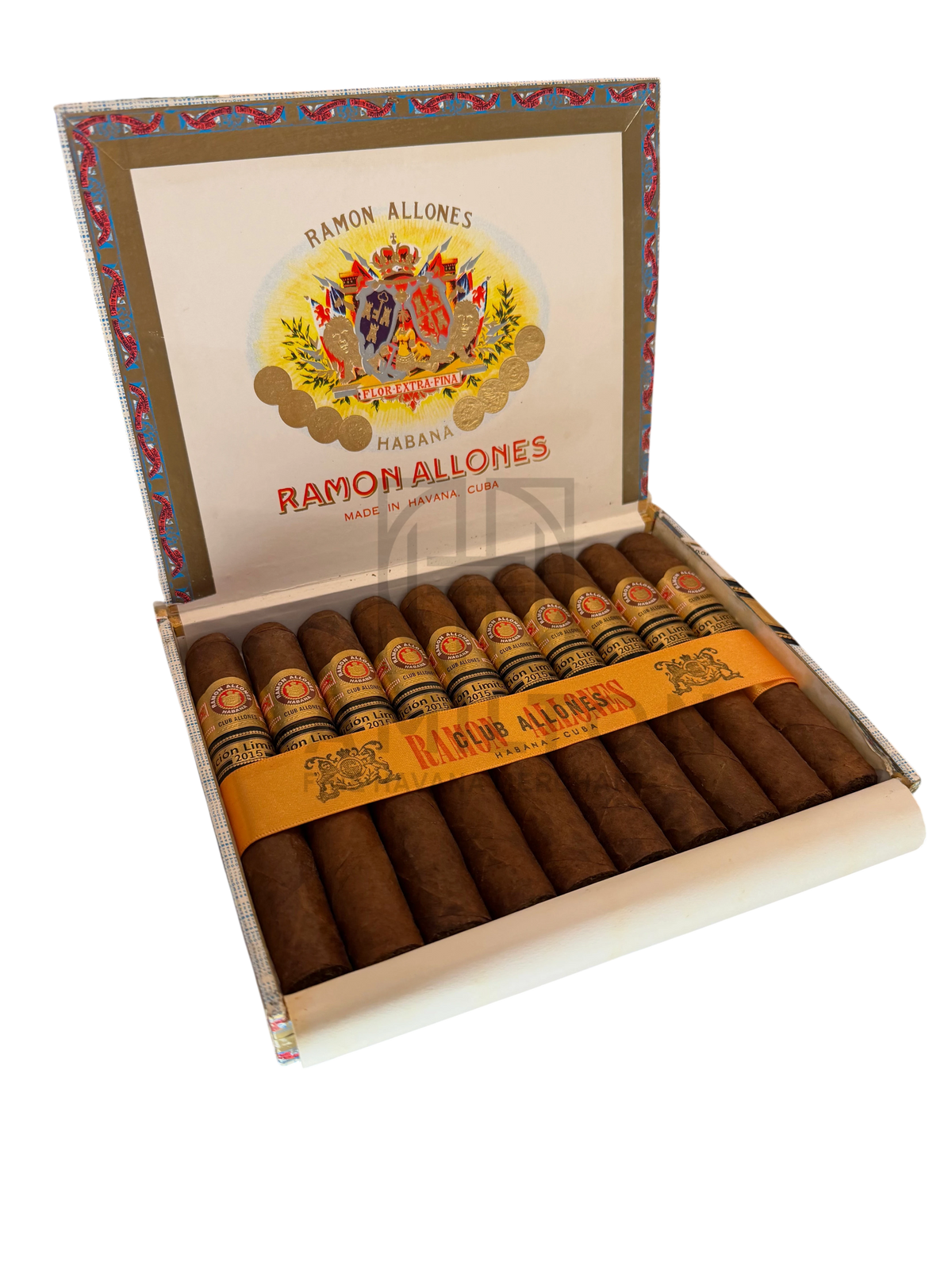 HAMILTON box of Ramon Allones Club Allones Edición Limitada 2015 cigars with dark wrappers and ornate brand labels.