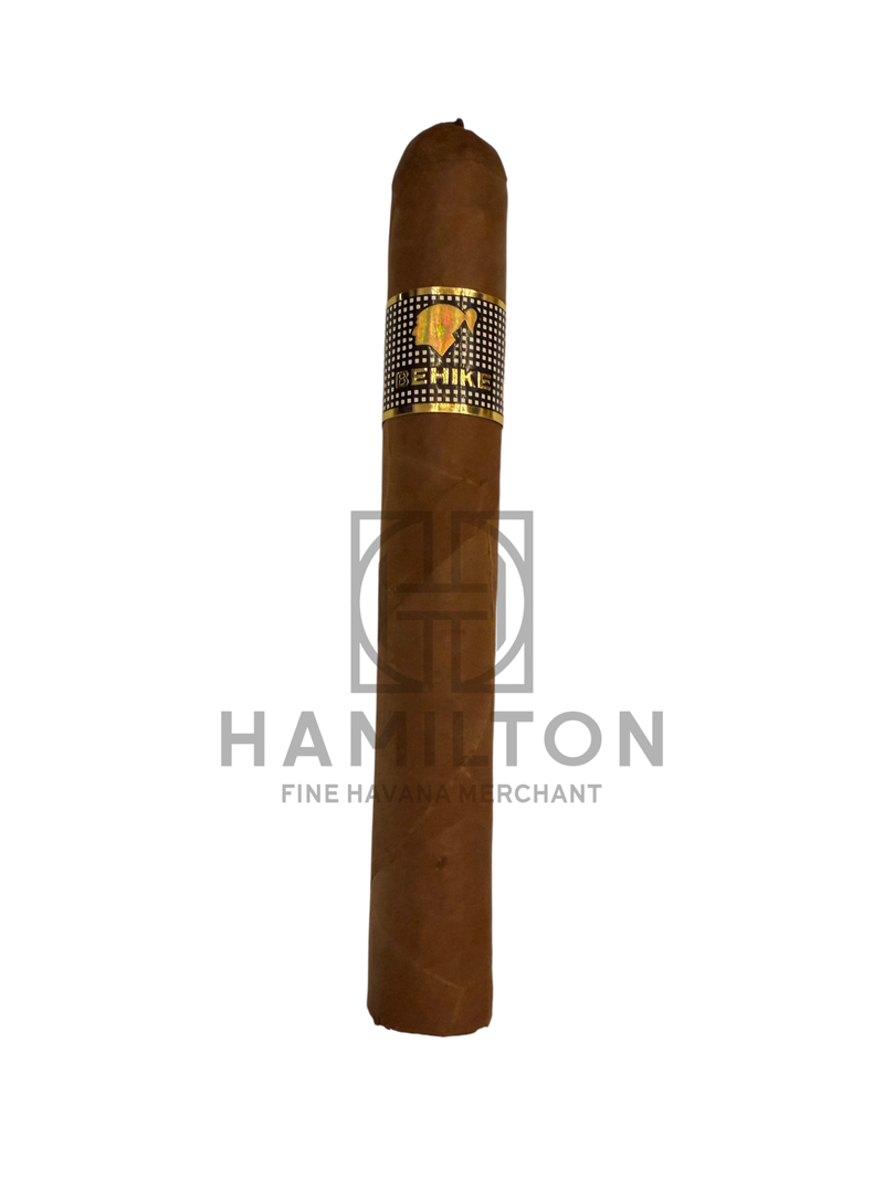 HAMILTON COHIBA Behike BHK 56 cigar with a gold and black band on a white background