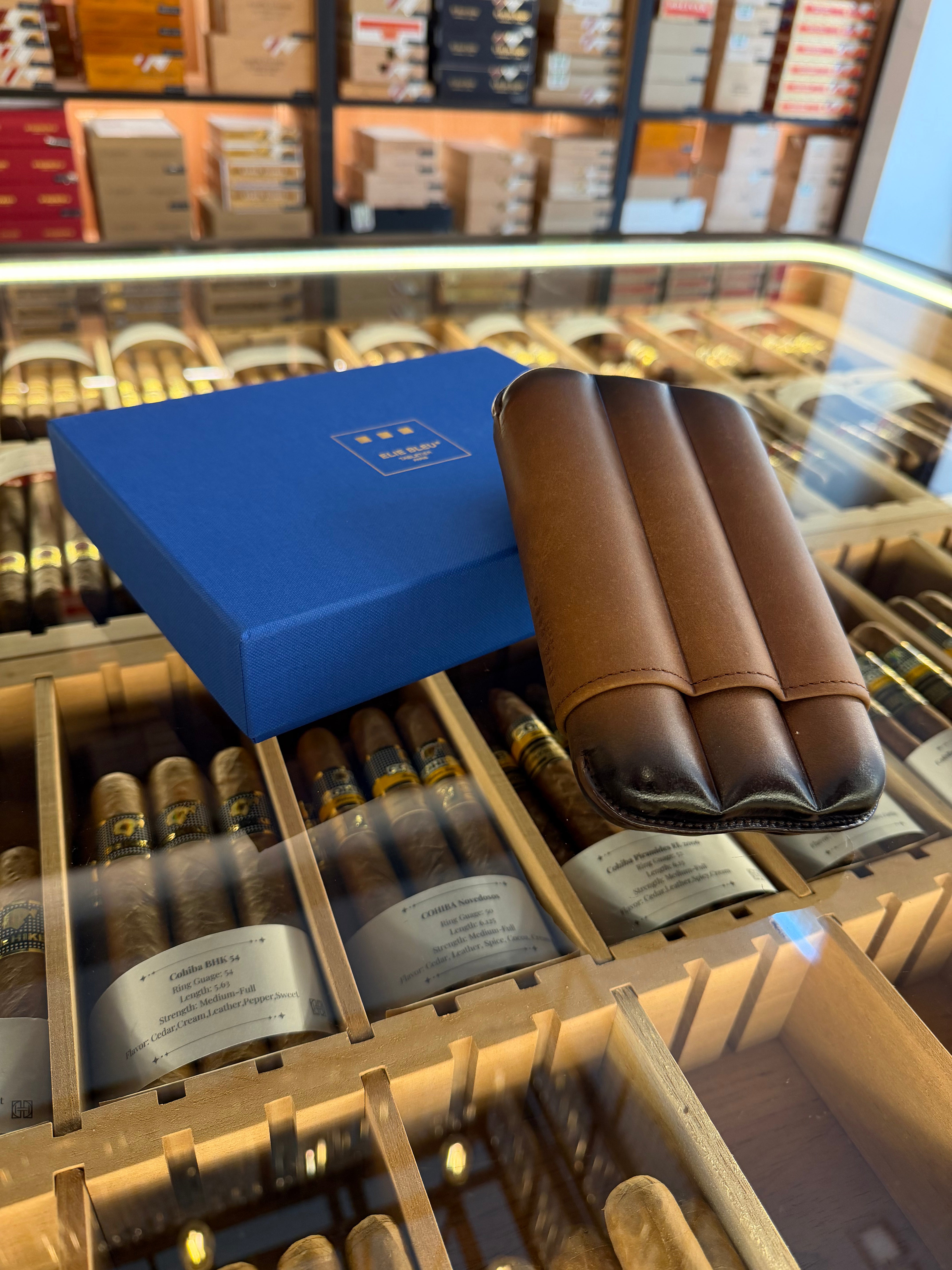 ELIE BLEU “Havana” Leather Case for 3 Cigars