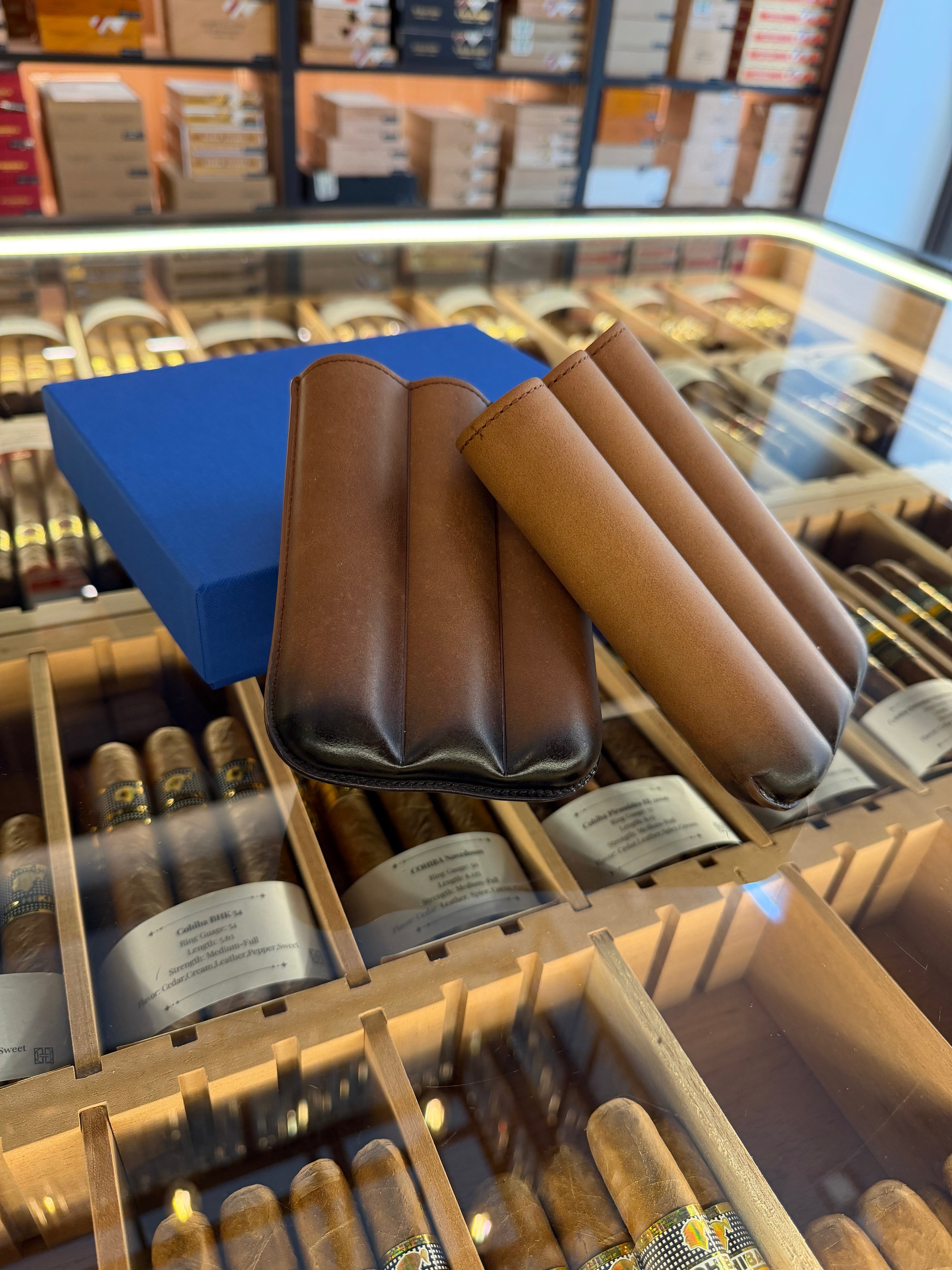 ELIE BLEU “Havana” Leather Case for 3 Cigars